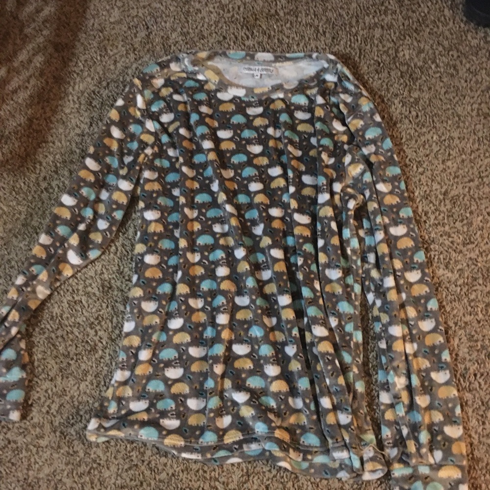 Porcupine pajama velvet long sleeve shirt